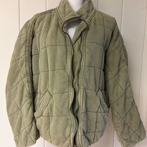 Free People Olive Green Quilted Jacket